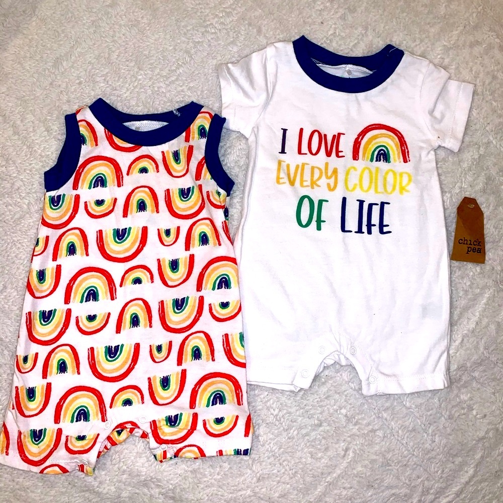 🌈 Chickpea 3-6M NWT rompers love everyone 🌈